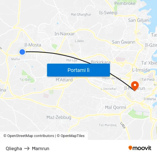 Qliegha to Ħamrun map