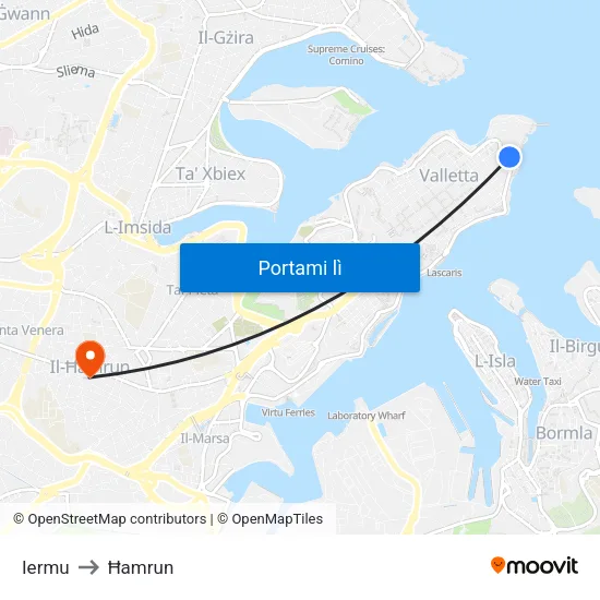 Iermu to Ħamrun map