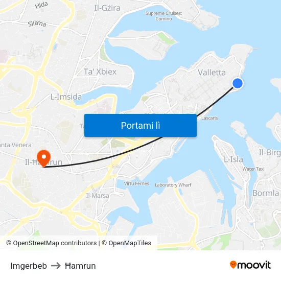 Imgerbeb to Ħamrun map
