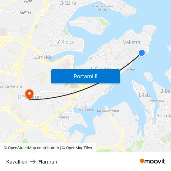 Kavallieri to Ħamrun map