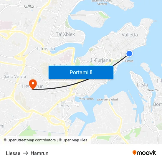 Liesse to Ħamrun map