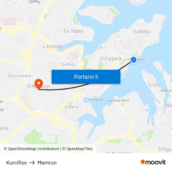 Kurcifiss to Ħamrun map