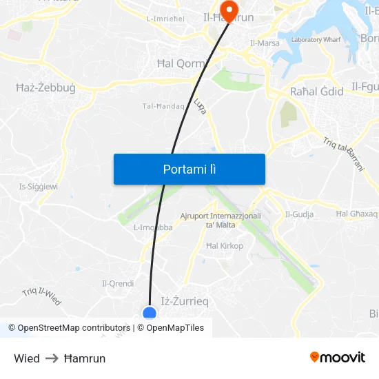 Wied to Ħamrun map