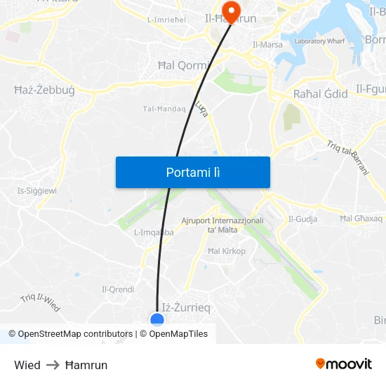 Wied to Ħamrun map