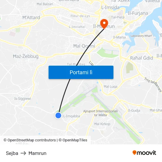 Sejba to Ħamrun map