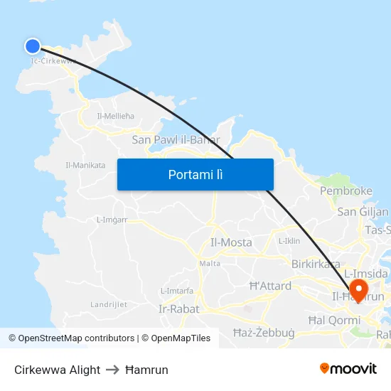 Cirkewwa Alight to Ħamrun map