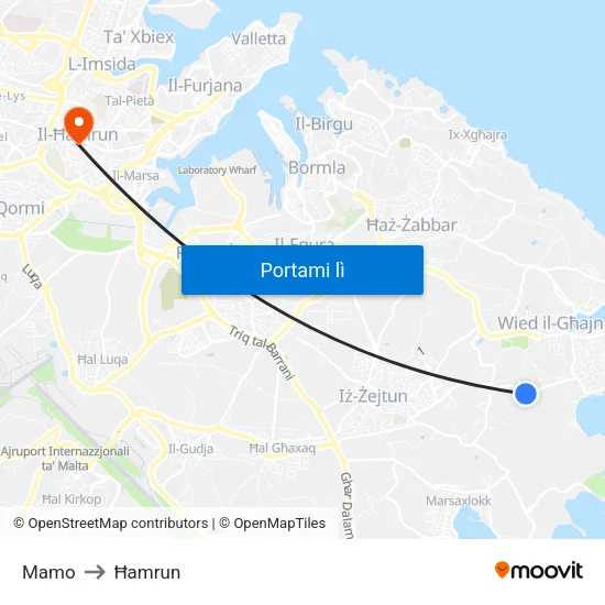 Mamo to Ħamrun map