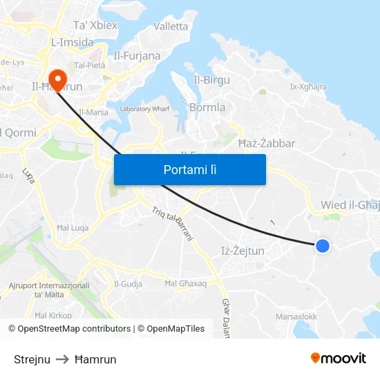 Strejnu to Ħamrun map