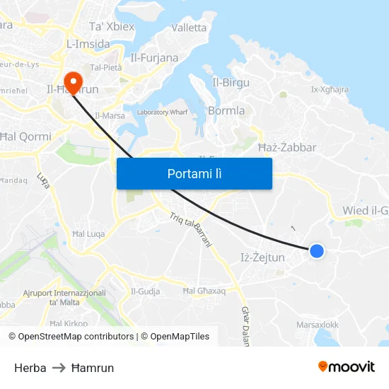 Herba to Ħamrun map