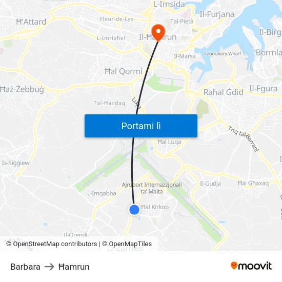 Barbara to Ħamrun map