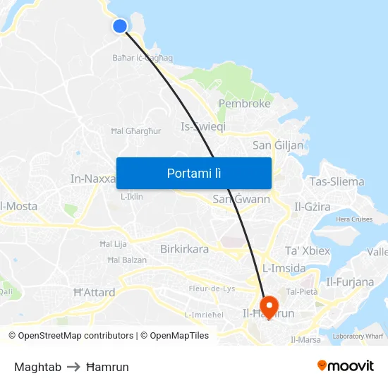 Maghtab to Ħamrun map