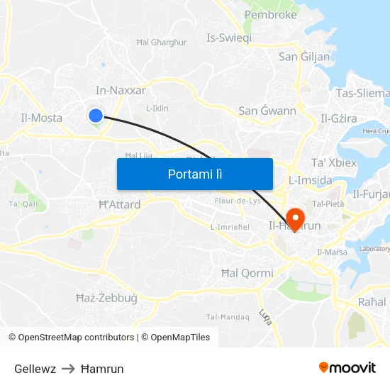 Gellewz to Ħamrun map