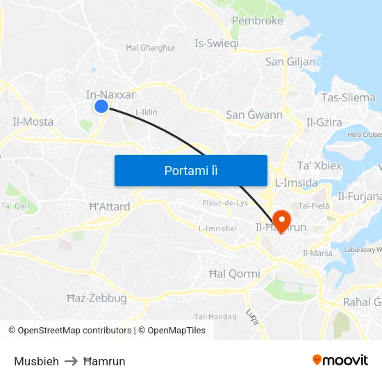 Musbieh to Ħamrun map
