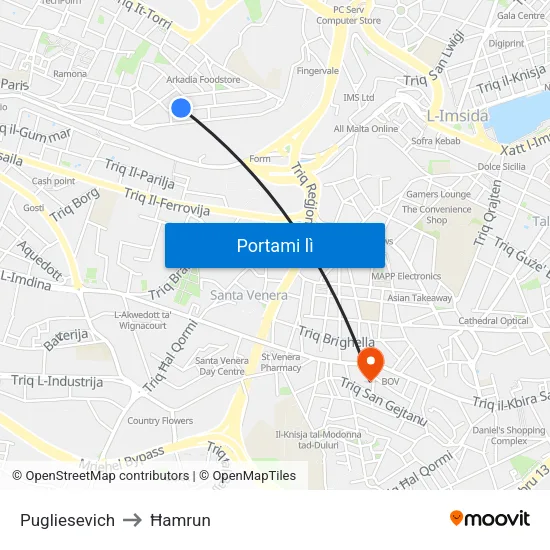 Pugliesevich to Ħamrun map