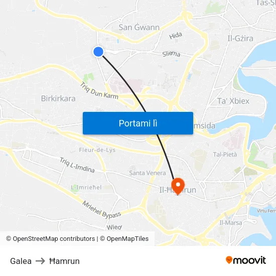 Galea to Ħamrun map