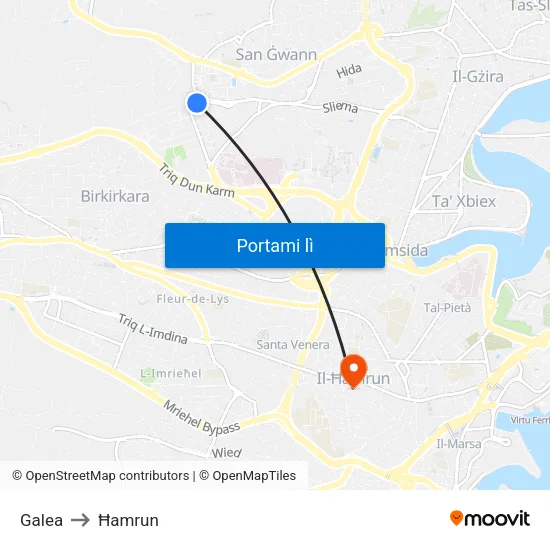Galea to Ħamrun map
