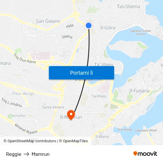 Reggie to Ħamrun map