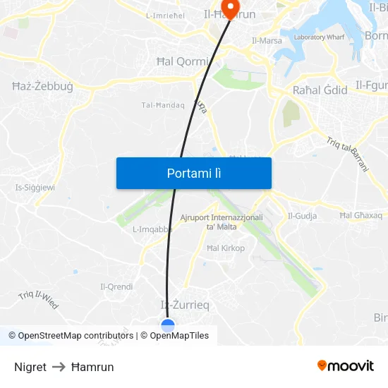 Nigret to Ħamrun map