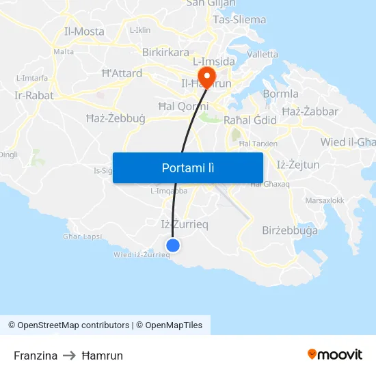 Franzina to Ħamrun map