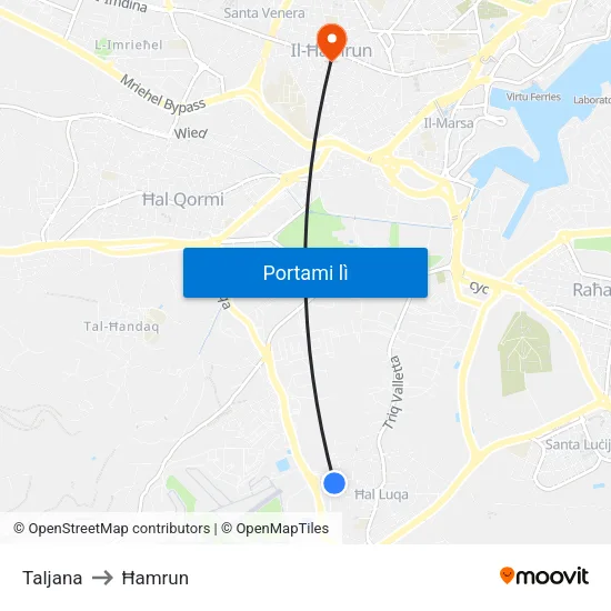 Taljana to Ħamrun map