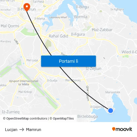 Lucjan to Ħamrun map