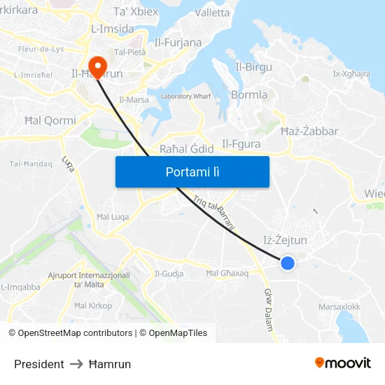 President to Ħamrun map