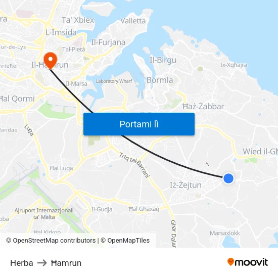 Herba to Ħamrun map