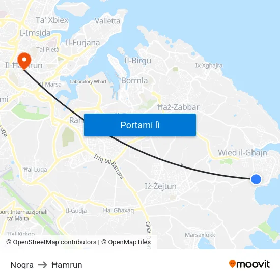 Noqra to Ħamrun map