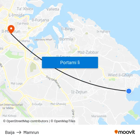 Baija to Ħamrun map