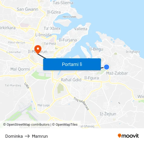 Dominka to Ħamrun map