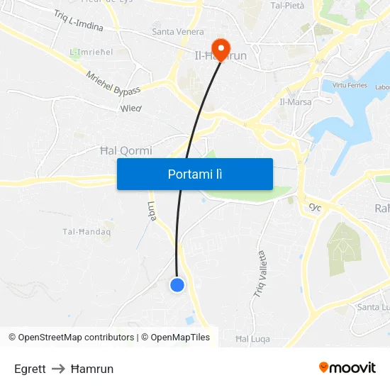 Egrett to Ħamrun map