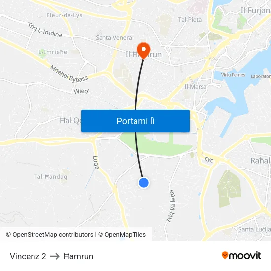 Vincenz 2 to Ħamrun map