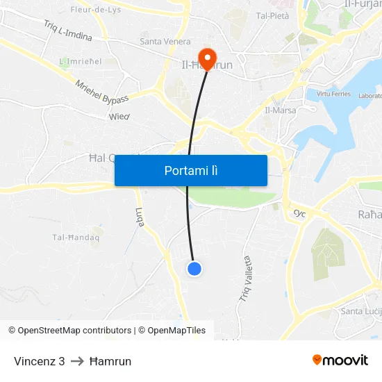 Vincenz 3 to Ħamrun map
