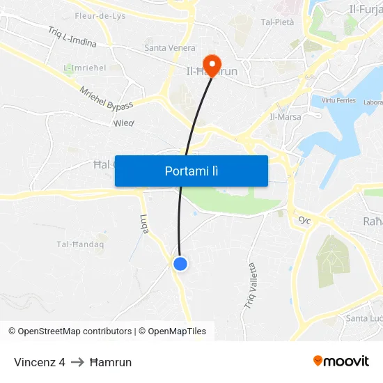 Vincenz 4 to Ħamrun map