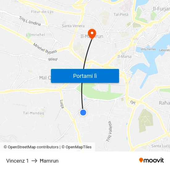 Vincenz 1 to Ħamrun map