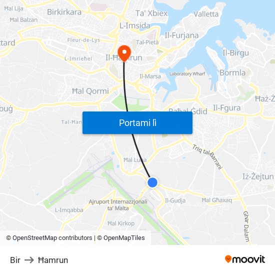 Bir to Ħamrun map
