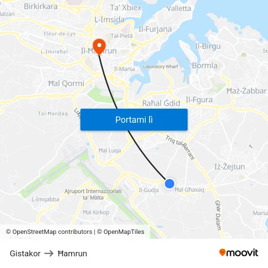 Gistakor to Ħamrun map