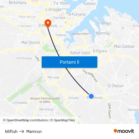 Miftuh to Ħamrun map