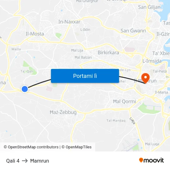 Qali 4 to Ħamrun map