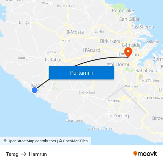 Tarag to Ħamrun map