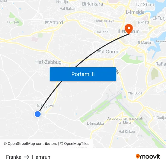 Franka to Ħamrun map