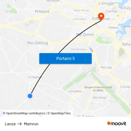Lanza to Ħamrun map