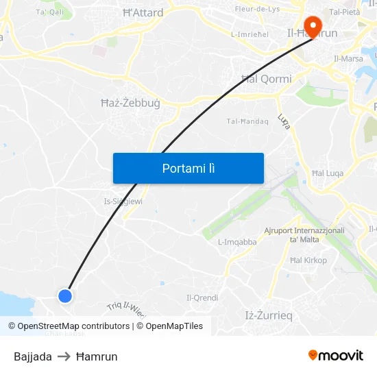 Bajjada to Ħamrun map
