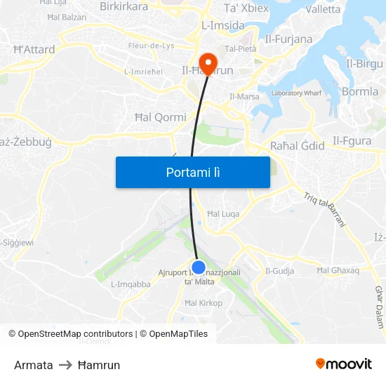 Armata to Ħamrun map
