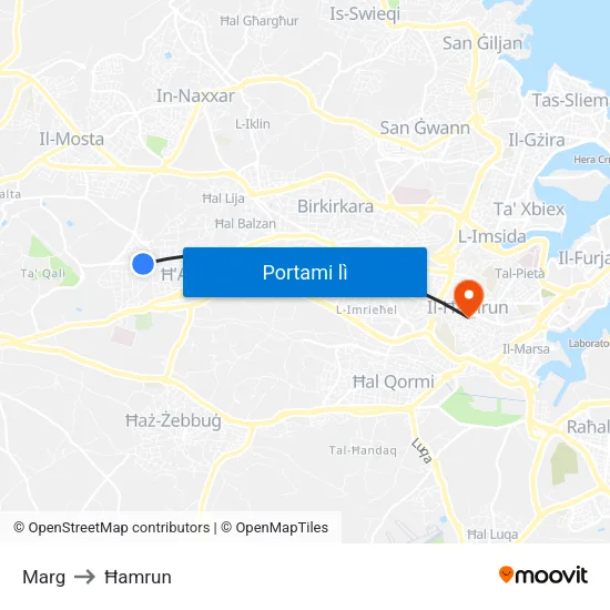 Marg to Ħamrun map