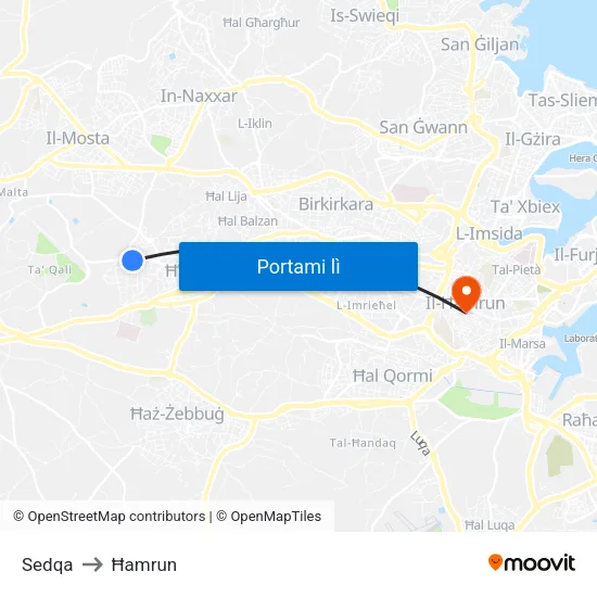 Sedqa to Ħamrun map