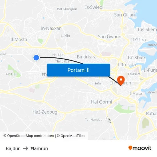 Bajdun to Ħamrun map