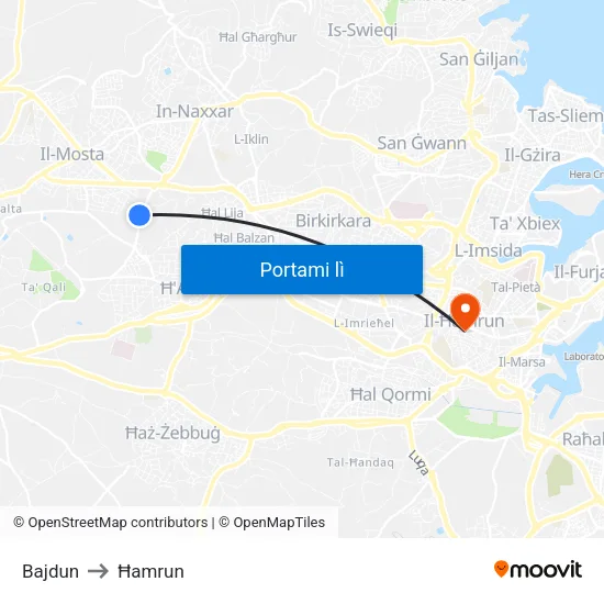 Bajdun to Ħamrun map
