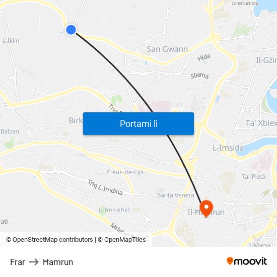 Frar to Ħamrun map