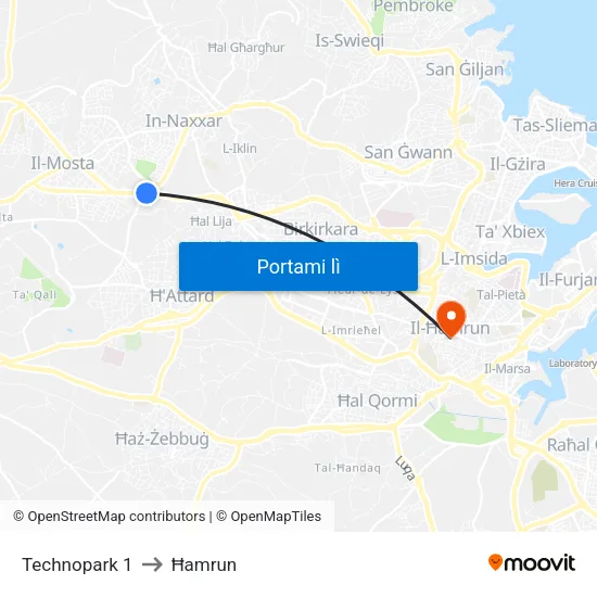 Technopark 1 to Ħamrun map